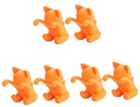 Zerodeko 6pièces Infuseur à Thé Silicone Mignon Animal Filtre à Thé Vrac Accessoire De Cuisine Pratique Orange