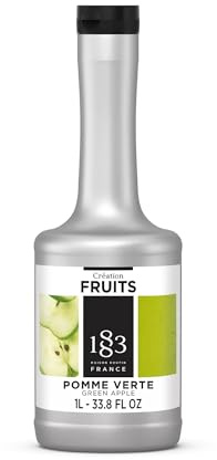 1883 Maison Routin Premium Green Apple Fruit Purée, 1 Litre Bottle | Fruit Purée, Sweet Flavour, For Smoothies, Cocktails, Desserts & Iced Drinks, No Artificial Colours, Vegan, Made in France