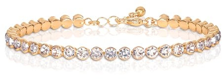 ZAVANA kurzes Tennis-Armband Gold für Damen und Teenager-Mädchen, goldene Tennisarmbänder für Frauen, Diamant-Armband mit funkelnden weißen Steinen, Modeschmuck mit Geschenkbox