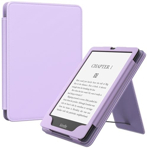 MoKo Hülle Kompatibel mit 7/6.8 Kindle Paperwhite 12th/11th Generation-2024/2021, Slim PU Tablet Schutzhülle mit Auto Schlaf/Aufwach Handschlaufe für Kindle Paperwhite 2024, Taro Lila