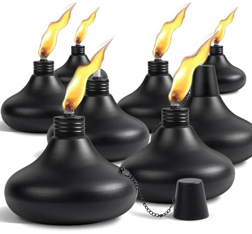 SNOGSWOG Verbesserte Tischfackeln 8 Stück, 680 g Citronella-Kerzen für den Außenbereich, Metall-Tischfackeln für draußen, nachfüllbare Fackel Laternen für Terrasse, Hof, Deck, Garten, Party