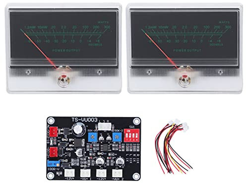 VU Meter mit Treiberplatine, mit 2 VU-Metern und 1 Treiberplatine,Hochpräziser Einstellbarer Leistungsverstärker DB Meter,mit Hintergrundbeleuchtung,für Aufnahmestudio, Heim-Audio