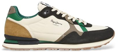 Pepe Jeans Brit-Cover-M-Sneaker für Herren, Schwarz (Washed Black), Größe 44, Black Washed Black, 10 UK