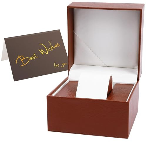 Augshy Premium PU Watch Storage Box - Single Watch Gift Box for Valentine, Men, Women, Unisex - Jewelry & Bracelet Storage (Brown)