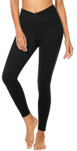 FuelMeFoot Leggings Damen High Waist Blickdicht Leggins mit Bauchkontrolle Slim Fit Angenehm Weiche Elastische Sportleggings. 1 Pack-01-schwarz mit Kreuz XXL