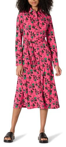 Amazon Essentials Women's Regular Fit Long Sleeve Matte Jersey Collared Smart Midi Shirt Dress