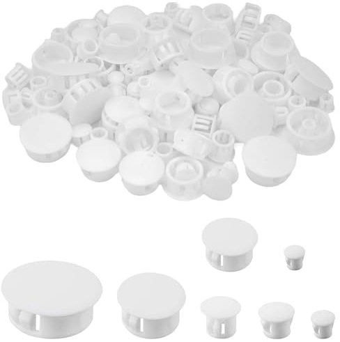 200 Pcs 7 Sizes Screw Caps White, Drill Hole Cover Caps, Plastic Hole Plugs, Round Button Plugs Screw Hole Caps Covers, Hole Plugs For Furniture Kitchen Cabinet Cupboard Shelves Wardrobe Bookcase