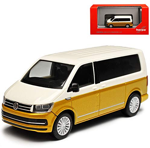 Volkwagen T6 Multivan Personen Transporter Weiss Gelb Gold T5 Ab 2. Facelift 2015 H0 1/87 Herpa Modell Auto mit individiuellem Wunschkennzeichen