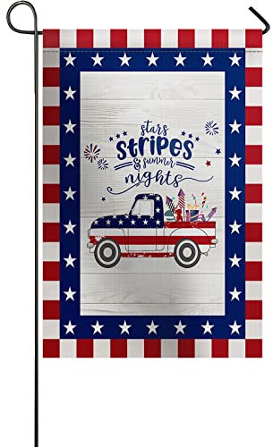 Bannerfahnen Tag Der Unabhängigkeit Lkw Auto Amerikanische Flagge Holzmaserung Willkommensflagge Durable Dekoratives Banner Lustige Hof Flaggen, Für Garten, Drinnen Und Draußen, 30x45cm