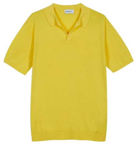 Diana Studio Polo in Cotone Fresco Senza botttoni, Giallo, XL Uomo