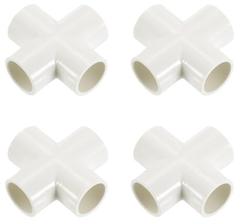QUARKZMAN Conexiones de PVC de 1/2, 4 Piezas Conector de Codo de 4 Vías Conectores de PVC para Muebles Esquineros Suministros de Agua Bricolaje de Muebles, Blanco