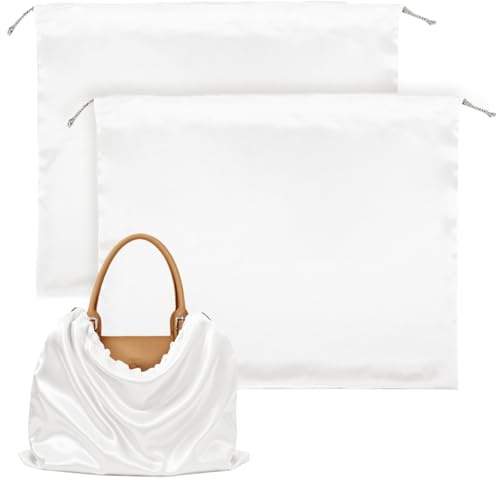 PetGlimmer 2 Stück Staubbeutel Handtaschen mit Kordelzug, 50x40cm | Aufbewahrungstasche aus Seide für Handtasche, Taschenstaubbeutel für Schutz von Kleidung Schuhen Stiefeln Rucksäcken