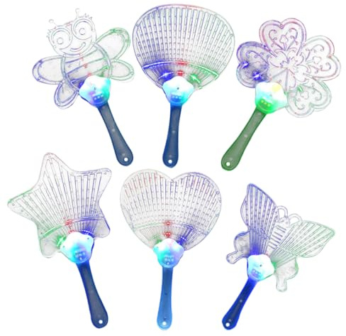 HEMOTON 6pièces Ventilateur Lumineux Led Plastique Transparent Lot Motifs Changeants Pour Garçon Fille Et Activités Extérieures