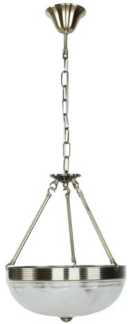 Licht-Erlebnisse Jugendstil Pendelleuchte E27, Messing, Antike Hängelampe Glas, Esstischlampe, Esszimmerleuchte, rund Ø30 cm, 2-flammig, Küchendecke Lampe