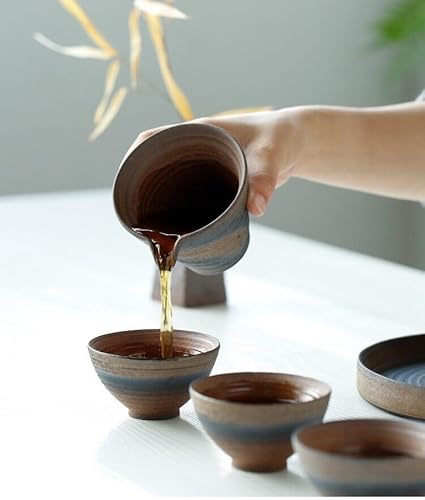 Gohobi Tazza da tè classica fatta a mano, in ceramica, dipinta a mano, Gongfu & Chado, stile artigianale cinese giapponese (D)