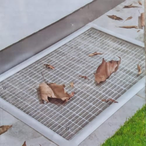 Generisch Kellerschachtabdeckung 115x50 cm – Rostfrei & Kürzbar – Abnehmbarer Rahmen aus Aluminium mit Edelstahlgewebe – Lichtschachtabdeckung für zuverlässigen Schutz