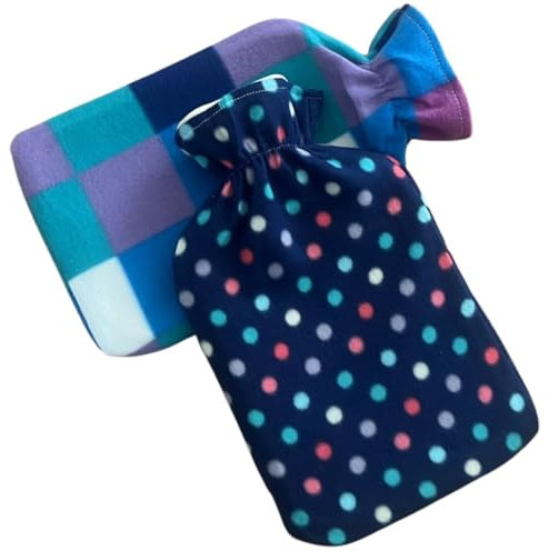 2-Pack Hot Water Bottle - Ribbed Rubber Design, Leak-Proof, Reusable Heat Therapy for Pain Relief & Warmth - Durable & Sa (2 Pack 2L with Fleece Cover)