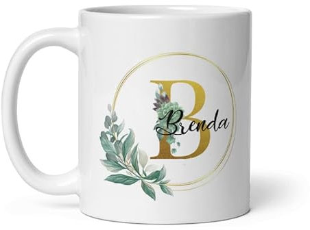 Gold B Initial Coffee Mug – Elegant Monogram Letter B Design in Gold Print – Personalized Gift Mug for Women, Men, Boss, or Friends – Classy Ceramic Tea & Coffee Cup – Office or Home Use