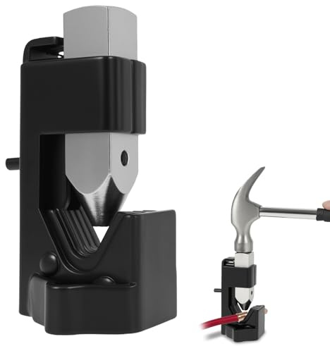Hammer Lug Crimper Tool Manual Welding Cable Crimp Hammer Compact Versatile Welding Crimping Pliers Hand Tool Battery Terminal Crimping Tool with V Shape Groove for 8 AWG to 4/0 Wire Gauge Connector