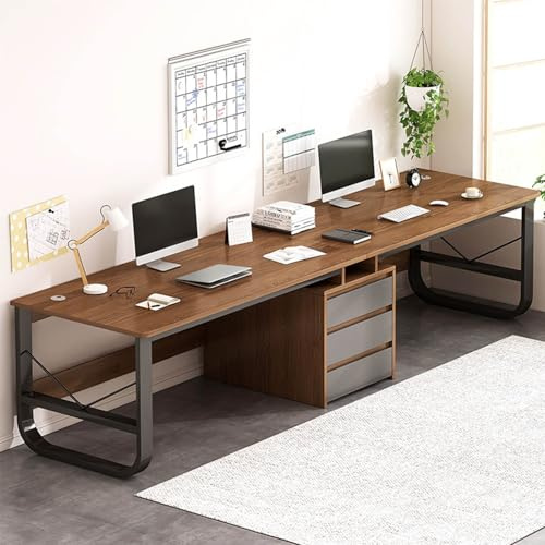 Schreibtisch für zwei Personen mit Schubladen, extra langes Lagerschrankregal, doppelter Computer-Gaming-Schreibtisch, 2 Schreibarbeitsplätze für das Home Office (240 x 50 x 73 cm (94 x 20 x 29 Zoll)