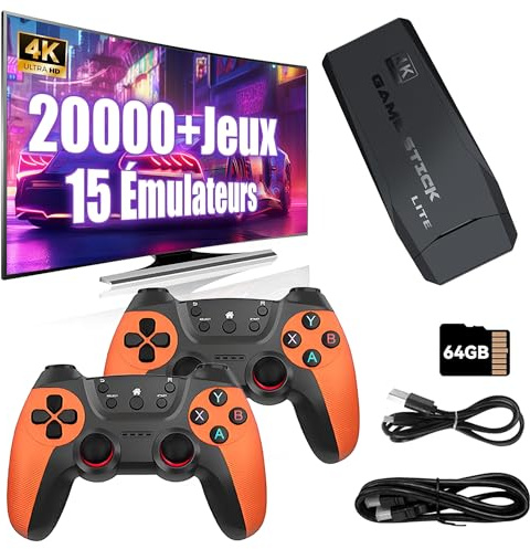M9 Manette de Jeu Rétro, Console de Jeux Vidéo Rétro 64Go avec 20000+ Jeux Rétro 15 Émulateurs, Jeux TV Rétro Plug and Play, avec Manettes sans Fil 2,4 G, Recherche/Enregistrement/Favori