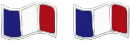 Zenvie Puces drapeau français, argent sterling 925 | argent sterling 925, 7x5 mm, sans nickel, écrin cadeau, tricolore française