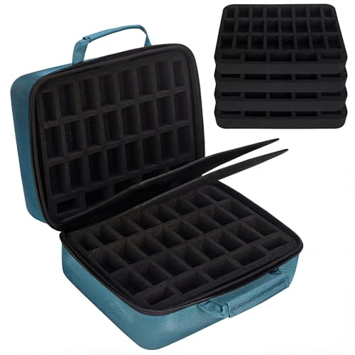 Mumlicha Miniature Figure Storage Case for Wargame, 116 Slot Miniatures Transport Case with 4 Foam Layer, RPG Miniature Carrying Case Compatible with Warhammer 40k and DND Minis (Green)