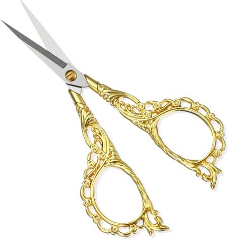 TIESOME 1 Stück Vintage Nähschere,Gold Vintage Stickschere Nähschere | Antik Europäischer Stil Edelstahl Kleine Bastelschere Handwerksscheren Schere für Nähen/Kunst/und Zuhause