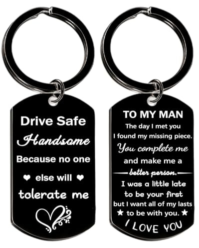 Tihnvk Drive Safe Keyring for Men Gifts for Boyfriend Husband from Girlfriend Wife Valentine's Day Gifts Drive Safe Gift for Husband I Love You Keychain for Him