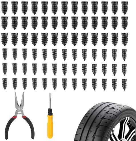 Pedicur 60PCS Tyre Repair Kit, 2-in-1 Screwdriver & Needle Nose Pliers, Self-Tapping Tire Repair for Fast Puncture Fix on Car, Motorcycle, Truck Tires