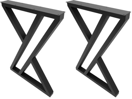 Rogowsen Lot de 2 pieds de table en fer forgé - Supports en métal pour meubles - Pieds de table noirs en forme de X - Charge maximale : 300 kg - Convient pour chambre à coucher, hôtel, restaurant, bar