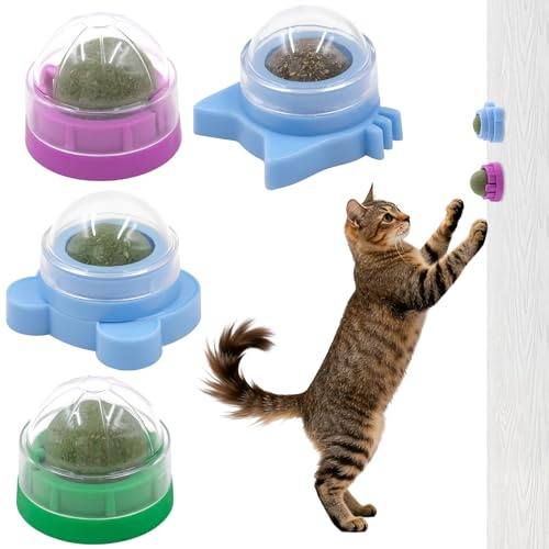 4 palline di erba gatta per gatti, gatti e erba gatta da parete per leccare i gatti, girevoli, per gatti e gatti
