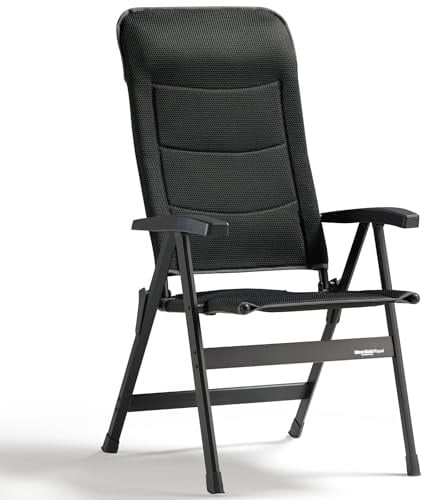 Westfield Outdoors Royal Campingstuhl 7-Fach Verstellbar Anthrazitgrau | 3D Mesh, Kopfstütze, bis 150 kg Belastbar, Leichtmetall, Gartenstuhl für Camping, Garten, Wohnwagen