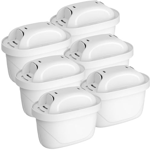Wasserfilter Kartuschen, Filterkartuschen für Brita Maxtra Plus, 6 Stück | 6 Stück, Ersatz für Maxtra Pro, Kompatibel mit Brita Marella Kanne, Reduziert Chlor PFAS/PFOA/PFOS, TÜV SÜD, NSF