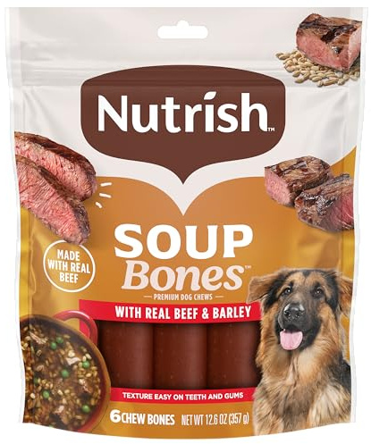 Nutrish Soup Bones Premium Dog Chews with Real Beef and Barley, 6 Chews (Rachael Ray)