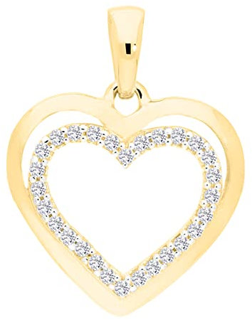 My Gold Anhänger Herz (Ohne Kette) Herzanhänger Echtes Gelbgold 375 Gold (9 Karat) Zirkonia 16mm x 13mm Carina A-07802-G601