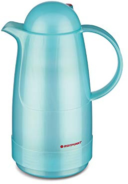 ROTPUNKT Isolierkanne 200 CHRISTINE 0,5 l | Zweifunktions-Drehverschluss | BPA-frei - gesundes trinken | Made in Germany | Warm + Kalthaltung | Glaseinsatz | shiny aquamarin