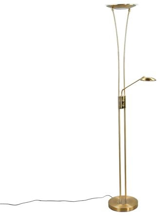 Lindby LED Stehlampe, Deckenfluter dimmbar verstellbarer Lesearm Standleuchte Metall Glas Standlampe Wohnzimmerlampe Leselampe