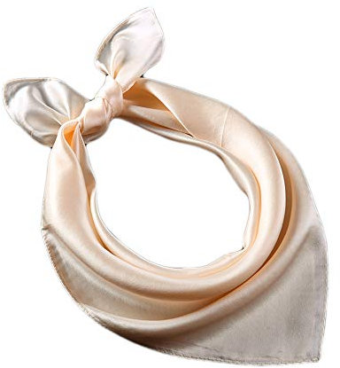 UK_Stone Damen Bandana Kopftuch Seidenschal Seidentuch Halstuch Nickituch 100% Seide Multifunktion Schal Unifarben 50 x 50cm, Beige