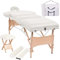 vidaXL Massageliege 3 Zonen Tragbar mit Hocker Therapie Massagetisch Massagebank Kosmetikliege Therapieliege Massage Liege 10cm Polsterung Weiß