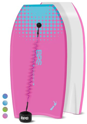 BPS Bodyboard für Erwachsene und Kinder, mit Bizeps-Spiralleine, 104,1 cm, Pink / Minzgrün