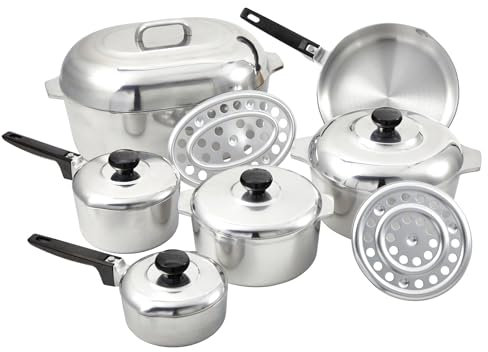 Imusa USA IMU-89305 Cajun Batterie de cuisine 13 pièces en fonte d'aluminium Naturel