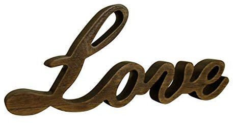 CVHOMEDECO Holzschild Liebesworte, freistehend, Buchstabenschild, Tischplatte/Regal/Hauswand/Büro Dekoration Kunst, Holz, Natur, 26 x 11,4 x 2,5 cm