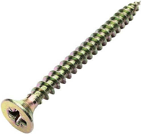 AERZETIX - Juego de 100 - Tornillo para madera - Ø4.5x50mm - Acero Latón Metal - Cabeza fresada - Huella Cruciforme Pozidriv - Color latón - C45168