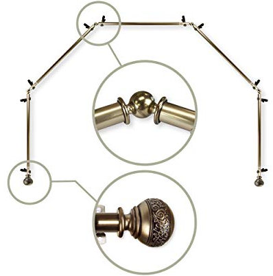 Rod Desyne 13/16 Nathan 5-Sided Gardinenstange für Erkerfenster, Plastik Kunststoff Stahllegierung, Antik Messing