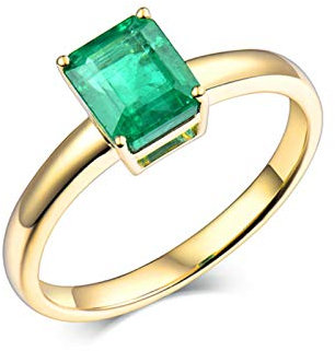 Bishilin Damen Ring 750 Verlobungsring, Eheringe Hochzeit Ring Gold 4-Steg-Krappenfassung 1.6ct Smaragd Große 56 (17.8)