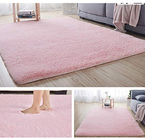ZJXSNEH Tapis Moelleux en Peluche Tapis décor Couverture Grand Doux dégradé tie Dye Tapis de Fourrure Tapis Confortable pour Enfants bébé Salon Chambre Rose Plus épais 60x90cm