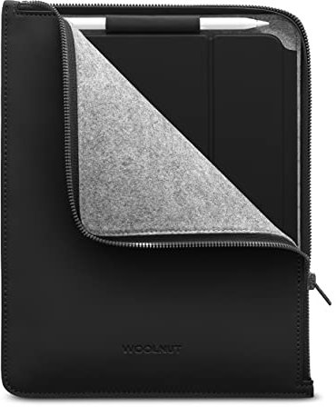 WOOLNUT Matte PU Folio-Hülle für iPad Pro 11 Zoll & iPad Air 11 Zoll (2024, M2, M4) - Mit Stifthalter - Schwarz - Kompatibel mit iPad 10,9 Zoll & iPad 10 Generation hülle