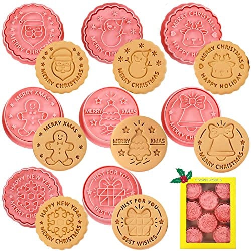 Emporte-pièces et tampons de Noël - 8 emporte-pièces de Noël, emporte-pièces en plastique de Noël pour la cuisson
