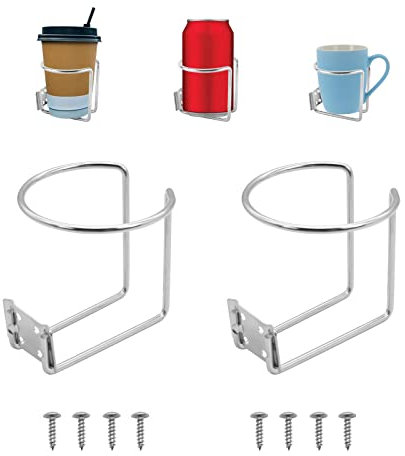 2pcs Stainless Steel Boat Ring Cup Drink Holder, TACYKIBD Universal Car Drink Holder with Screws, Car Bottle Holder Anti-Rocking Cup Holder for Marine Yacht Truck RV Trailer Boat Car Hardware